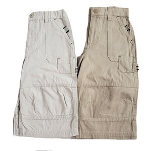 Friends Boys Carpenter Dress Shorts Sz 5 Cream Tan Elastic Snap Carpenter Lot 2